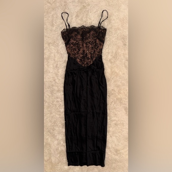 NWOT HOUSE OF CB 'Nikita' Black Satin and Lace Corset Dress sz S - Picture 4 of 7